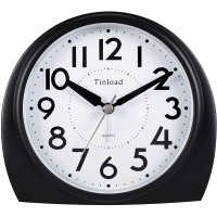 5.5" Silent Analog Alarm Clock Non Ticking Gentle Wake Beep Sounds Increasing Volume Battery Operated Snooze and Light Functions Easy Set Black Best for Elder - BBIY7VG3H