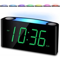 Alarm Clock for Bedroom 7.5" Large Display LED Digital Clock with 7 Color Night Light,USB Phone Charger,Dimmer,Battery Backup,Easy to Set Loud Bedside Clock for Heavy Sleepers Adult Teen Kid Boy Girl - BFIY9QET0