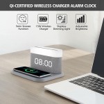 Alarm Clock with Night Light RXUFZNX 15W Ultra Fast Wireless Charging Touch Bedside Reading Light with Adjustable Brightness 12 24Hr Snooze USB Charger Bedroom Ideal for Gift - B4IV585GB