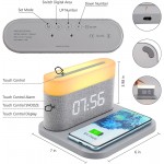 Alarm Clock with Night Light RXUFZNX 15W Ultra Fast Wireless Charging Touch Bedside Reading Light with Adjustable Brightness 12 24Hr Snooze USB Charger Bedroom Ideal for Gift - B4IV585GB