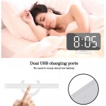 Amgico Digital Alarm Clock 7 Alarm Clocks for Bedrooms Large Display Mirror Surface Alarm Clock with USB Charger 12 24H,Snooze,Auto Dimmer Mode,for Office Bedroom Nightstand DeskWhite - B6JTG35MY
