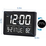 Amgico Digital Alarm Clock,5.5 Larger Display LED Alarm Clock for Bedroom Date and Time Digital Clock with Temperature,12 24H,Snooze,6 Adjustable Brightness for Living Room Home Office - BV6L3MCPU