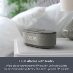 Bedside Radio Alarm Clock with USB Charger Bluetooth Speaker QI Wireless Charging Dual Alarm Dimmable LED Display Grey - BALM5N06I