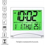 Betus Digital Travel Alarm Clock with Backlight Foldable Calendar & Temperature & Timer LCD Clock with Snooze Mode Large Number Display Battery Operated Compact Desk Clock for All Ages Silver - B92T1ALZX