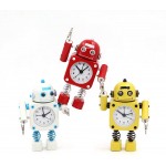 Betus Non-Ticking Robot Alarm Clock Stainless Metal Wake-up Clock with Flashing Eye Lights and Hand Clip Ruby Red - BW2AOA1MR