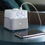 Brandstand | CubieBlue | User Friendly & Convenient Alarm Clock Charger | 2 USB Ports | 2 Tamper Resistant Sockets | Brandstand Bluetooth Speaker… White - BIH8EWJMY