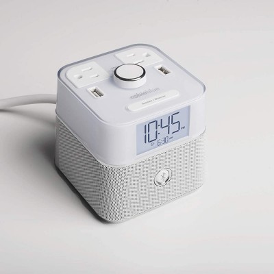 Brandstand | CubieBlue | User Friendly & Convenient Alarm Clock Charger | 2 USB Ports | 2 Tamper Resistant Sockets | Brandstand Bluetooth Speaker… White - BIH8EWJMY