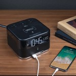 Brandstand | CubieTrio+ | User Friendly & Convenient Charging Alarm Clock | Qi Wireless Charger | Bluetooth Speaker |2 USB Ports | 2 Tamper Resistant Sockets - BGE4SZH4W