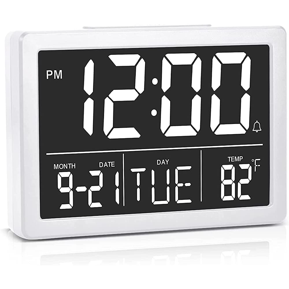 Digital Alarm Clock for Bedrooms,5.5 Larger Display Bedside Clock with Snooze,Adjustable Volume,6 Levels of Brightnes Time Date Temperature Display Digital Clock for Kids & Heavy Sleeper,12 24H - BTK32X21G