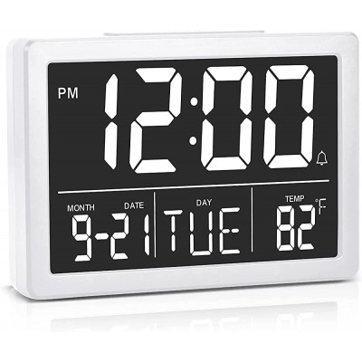 Digital Alarm Clock for Bedrooms,5.5" Larger Display Bedside Clock with Snooze,Adjustable Volume,6 Levels of Brightnes Time Date Temperature Display Digital Clock for Kids & Heavy Sleeper,12 24H - BTK32X21G