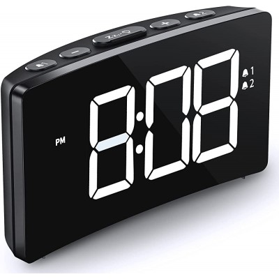 Digital Alarm Clock Large Digit Display Small Digital Clock with Dual Alarms 6-Level Dimmer 3-Level Alarm Volume 3 Alarm Ringtones 9MIN Snooze 12 24H Alarm Clock for Kids Elder Heavy Sleepers - B6DA8R2QH