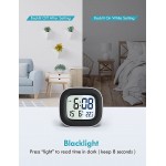Digital Alarm Clock Mini Portable LCD Display Clock with Temperature Calendar Snooze Backlight 12 24H Simple Basic Operation Loud Buzzer Battery Powered Clock for Travel Bedroom Office - BP39KMHD8