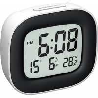 Digital Alarm Clock Small Travel Alarm Clock Load Alarm Clock for Heavy Sleepers with Temperature Date and Loud Buzzer Battery Powered Clock for Bedroom Living Room - BIXZ9YIGI