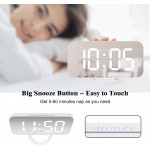 Digital Alarm Clock,Lamisola Large LED Mirror Display 2 USB Charging Ports，Auto Dim Mode，Modern Design Clock for Bedroom Office White - B76L81QKU