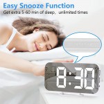 Digital Alarm Clock,LED Mirror Alarm Clock for Bedroom,with Dual USB Charger Ports,3 Level Brightness,Auto Dimming,Night Mode,Easy Snooze,for Home,Office White - B7W1TCY5S