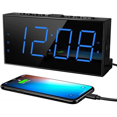 Digital Alarm Clocks for Bedrooms Dual Alarm Clock with Battery Backup USB Charger Adjustable Dimmer & Volume 12 24H & Snooze Easy to Use Simple Bedside Digital Clocks for Seniors Teens Kids - B24ZGDA4H