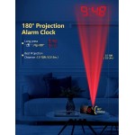 Digital Clock Projection Alarm Clocks for Bedrooms with 180° Projector Red LED Display with 3 Brightness Levels Bedside Clock with USB Charging Port Large Display Progressive Beep,Snooze 12 24H - BRM889KNS