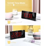 Digital Clock Projection Alarm Clocks for Bedrooms with 180° Projector Red LED Display with 3 Brightness Levels Bedside Clock with USB Charging Port Large Display Progressive Beep,Snooze 12 24H - BRM889KNS