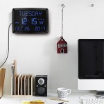 Digital Wall Clock 11.5 Extra Large Display Calendar Alarm Day Clock with Date and Day of Week Temperature USB Charger & 3 Alarms LED Desk Clock for Office,Living Room,Bedroom,Elderly - BNPWSDX90