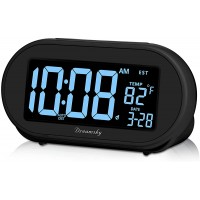 DreamSky Auto Time Set Alarm Clock with 0-100% Dimmable Brightness Dimmer USB Charging Port Date Auto DST Temperature Snooze 4 Time Zones Digital Clocks for Adult Kids Bedroom - BVOGOW7W1