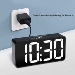 DreamSky Compact Digital Alarm Clock with USB Port for Charging 0-100% Brightness Dimmer White Bold Digit Display 12 24Hr Snooze Adjustable Alarm Volume Small Desk Bedroom Bedside Clocks. - B15JOLB33