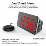 Extra Loud Alarm Clock with Bed Shaker Vibrating Alarm Clock for Heavy Sleepers Deaf and Hard of Hearing Dual Alarm Clock with USB Charger 7-Inch Display Full Range Dimmer Battery Backup Red - BH7WPNUT6