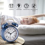 FLOITTUY Loud Alarm for Deep Sleepers 4'' Retro Twin Bell Alarm Clock with Backlight for Bedroom and Home Decoration Retro Blue - B2YBEV4N1
