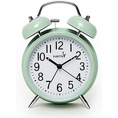 FLOITTUY {Loud Alarm for Deep Sleepers} 4'' Twin Bell Alarm Clock with Backlight for Bedroom and Home DecorationGreen - BTHSPXIOA
