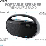 GPX Inc. R602B Portable AM FM Radio with Digital Clock and Line Input Black - BZ9VN1ET3