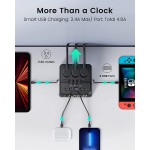 JACKYLED Alarm Clock with 4 USB Chargers Power Strip 3 Outlets 1700J Surge Protector Nightstand Dimmable Digital Clock with Dual Alarm and Snooze Function for Bedroom Full Screen LED Display - BZMWTCI9U