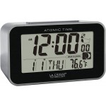 La Crosse Technology 617-1270 Atomic LCD Alarm Clock 4.75 L x 1.80 W x 2.75 H Black Silver - BMX0L0IHZ