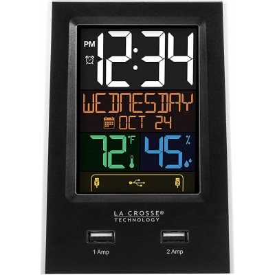 La Crosse Technology C86224 Dual USB Charging Alarm with nap Timer 3.74" L x 2.40" W x 5.24" H Black - BOEQZ4VEO