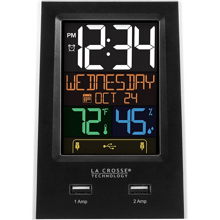 La Crosse Technology C86224 Dual USB Charging Alarm with nap Timer 3.74 L x 2.40 W x 5.24 H Black - BOEQZ4VEO