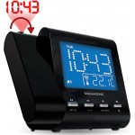 Magnasonic Projection Alarm Clock with AM FM Radio Battery Backup Auto Time Set Dual Alarm Nap Sleep Timer Indoor Temperature Date Display with Dimming & 3.5mm Audio Input Black EAAC601 - B3PX9O0ZD