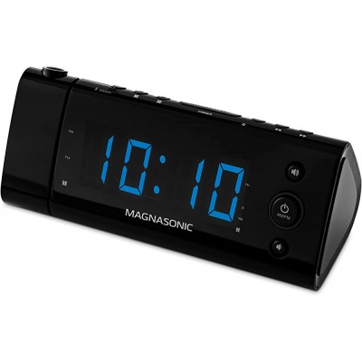 Magnasonic USB Charging Alarm Clock Radio with Time Projection Battery Backup Auto Time Set Dual Alarm 1.2" LED Display for Smartphones & Tablets EAAC475 - BYAGCBTGA