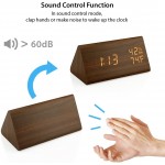 OCT17 Wooden Alarm Clock Smart LED Digital Clock for Bedroom desks Upgraded with Time Temperature Adjustable Brightness and Voice Control Humidity Displaying Brown - BOWQL95XM