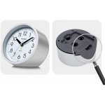 Peakeep 4 inches Round Silent Analog Alarm Clock Non Ticking Gentle Wake Beep Sounds Increasing Volume Battery Operated Snooze and Light Functions Easy Set Silver - BCSIKMBM8