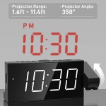 Projection Digital Alarm Clock for Ceiling,Wall,Bedroom FM Radio,7” Large Number & 5 Dimmers,350°Projector,USB Charger,Sleep Timer,Plug in & Battery Backup,Loud Dual Alarm Clock for Heavy Sleepers - BMHHO9Z9O