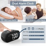 REACHER LED Digital Alarm Clock with 2 USB Ports,Dual Alarm with 5 Wake Up Sounds,Adjustable Volume,0-100% Dimmer,Snooze 12 24 Hours,Weekday,Weekend,7 Days,Big Digits,Small Size for Bedside Desk - B3698JPHS