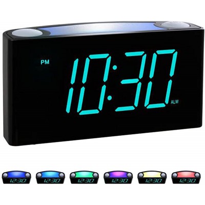 Rocam Digital Alarm Clock for Bedrooms Large 7" LED Display with Dimmer Snooze 7 Night Light Easy to Set USB Chargers Battery Backup 12 24 Hour for Kids,Boys,Teens,Heavy SleepersBlue - B8RTSXQ1W