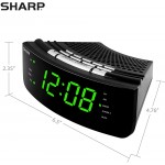 SHARP Alarm Clock with AM FM Radio Sleep Wake to Music Dual Weekday Weekend Alarm Function Save Up to 20 Radio Stations Large 1.2” Green LED Display Built in Aux Cord - BOSHFPBHU