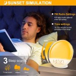 Sunrise Alarm Clock Wake Up Light with Sunrise Sunset Simulation Dual Alarms with FM Radio 7 Nature Sounds & Snooze 7 Colors Night Light Bedroom Digital Alarm Clock for Heavy Sleepers Adults Kids - BR2T2EBXV