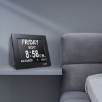SVINZ Newest 5 Alarms Dementia Clock Day Clock w Snooze Button 2 Auto-Dim Options Large 8 Display Wall Digital Calendar Alarm Clock for Vision Impaired Elderly Memory Loss Black SDC008 - BVYH7RRGC