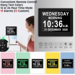 【Upgraded】 19 Alarms Dementia Clock w Remote Control Custom Alarms,10 Auto-Dim Options Non-Abbreviated Day Date Clock for Vision Impaired Elderly Memory Loss Alzheimers 8 Inch - B0VTTPE82