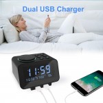 USCCE Digital Alarm Clock Radio 0-100% Dimmer Dual Alarm with Weekday Weekend Mode 6 Sounds Adjustable Volume FM Radio w Sleep Timer Snooze 2 USB Charging Ports Thermometer Battery Backup - B419K6YE8