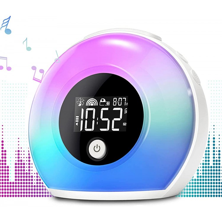 Wake Up Light Alarm Clock with Bluetooth Speaker Uplayteck Kids Night Light Alarm Clock 4 Level Brightness & Colorful Light Digital Alarm Clock for Kids Teen Bedroom - BZH20R75H
