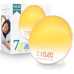 Wake Up Light Sunrise Alarm Clock for Kids Heavy Sleepers Bedroom with Sunrise Simulation Sleep Aid Dual Alarms FM Radio Snooze Nightlight Daylight 7 Colors 7 Natural Sounds Ideal for Gift - BIKW7F9EX