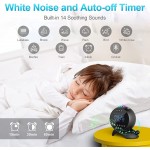 White Noise Machine with Alarm Clock Sound Machine with Star Projector 7 Wake Up Sounds 14 Soothing Sounds Remote Control Bluetooth Speaker Rechargeable Alarm Clock for Adults and Kids - BPSNJQEVM