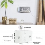 WulaWindy Digital Alarm Clock Large Mirrored LED Display with USB Charger Snooze Function Dim Mode Wall Hanging Beside Desk Clock for Bedroom White - BDL200LWO