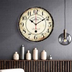 12 inch Vintage Wall Clock Living Room Kitchen Decor Clock Silent Battery Operated Digital Round Wall Clock - BWXH4ZUEQ